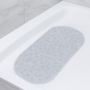 Clear pebbles bathtub mat in white tub