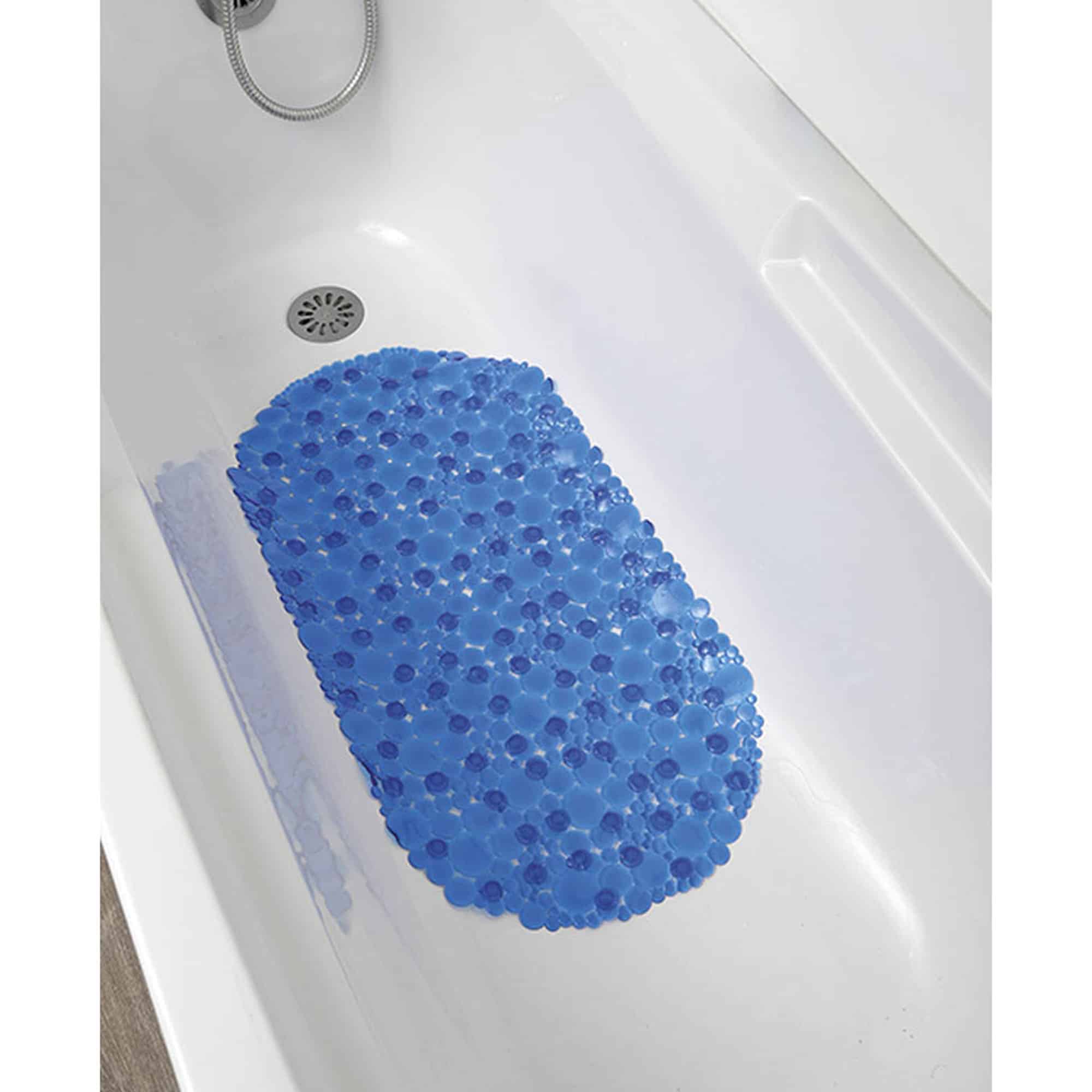 Bubbles Non-Slip Square Shower Mat 20 L x 20 W - Solid Peacock Blue