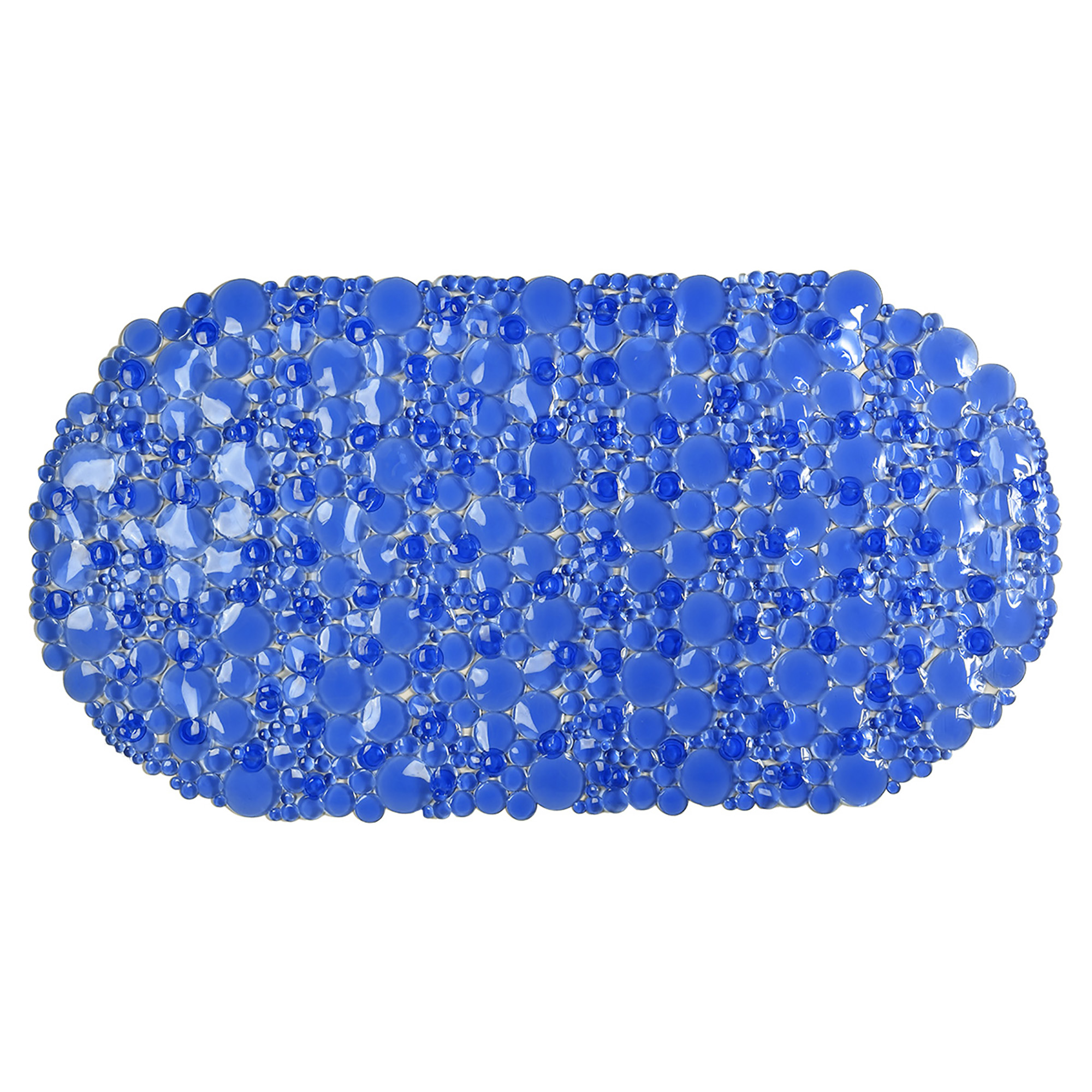 Bubbles Non-Slip Oval Bathtub Mat Clear Navy Blue 28 L x 15 W