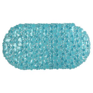 Bubbles Non-Slip Oval Bathtub Mat  Clear Aqua Blue 28 L x 15 W