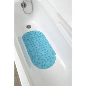 Aqua blue pebbles anti-slip bathtub mat in tub