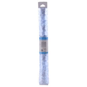Clear shower mat rolled in cylindrical transparent packaging with blue label