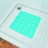 Square Shower Mat Clear Aqua Blue