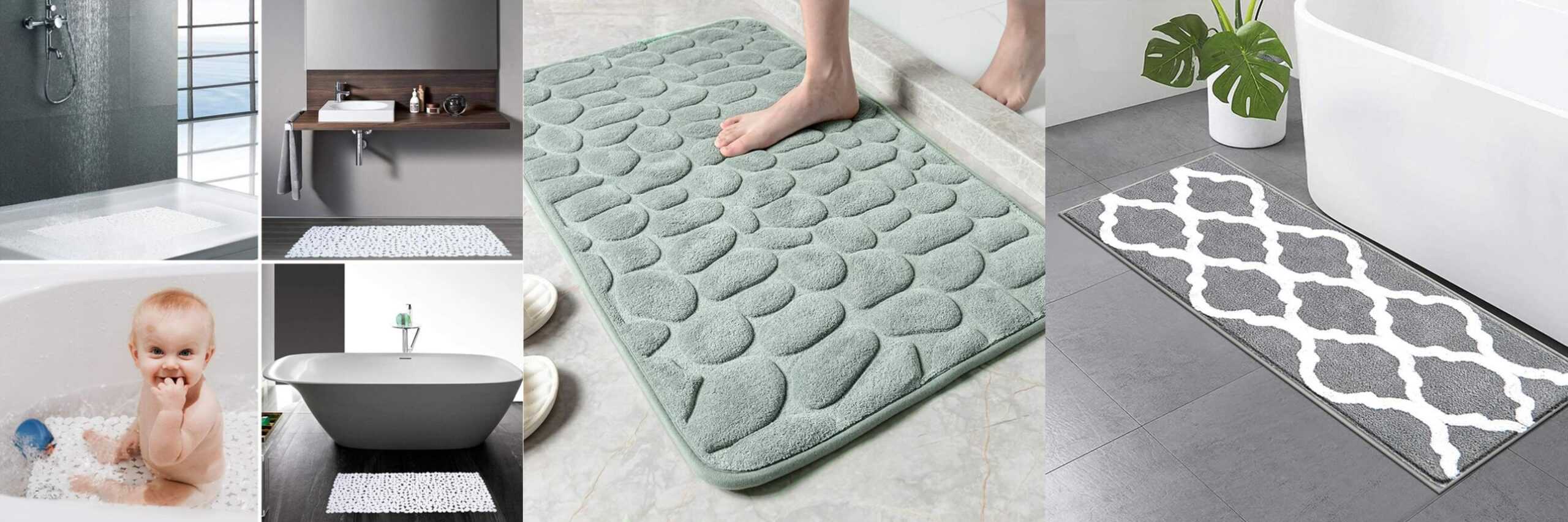 Evideco 3D Cobble Stone Shaped Memory Foam Bath Mat Microfiber Non Slip - Dark Gray