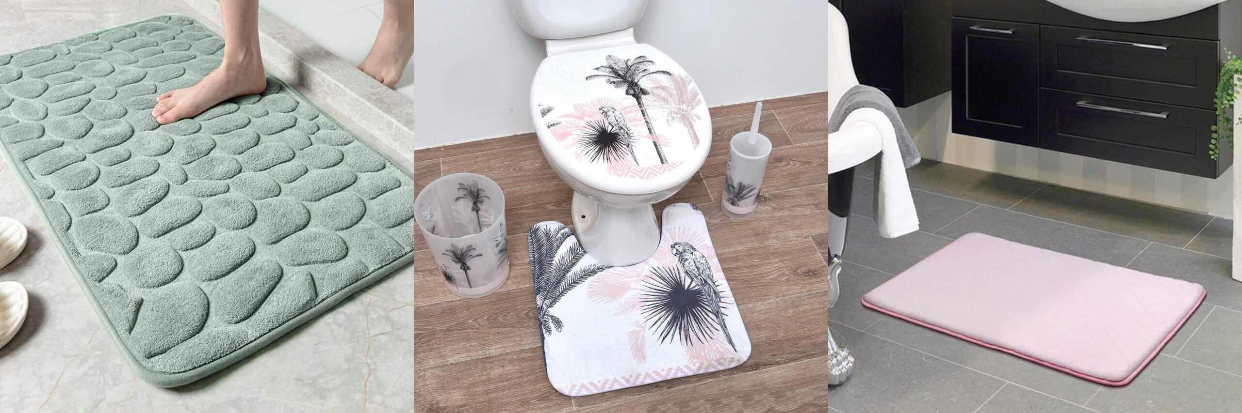 Bathroom Rugs 3 Piece Set - Non-Slip Ultra Thin Bath Rugs for Bathroom  Floor[Miami]