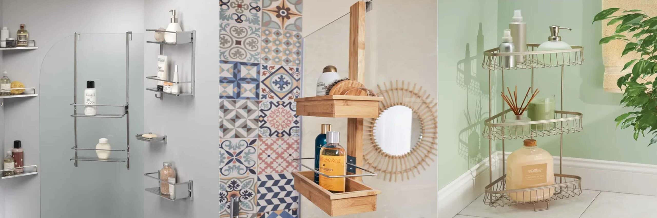 Evideco Free Standing Corner Shower Caddy Bamboo 2 Shelves