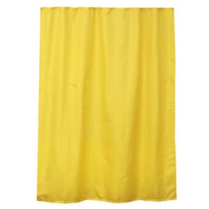 Yellow extra-long shower curtain on white background