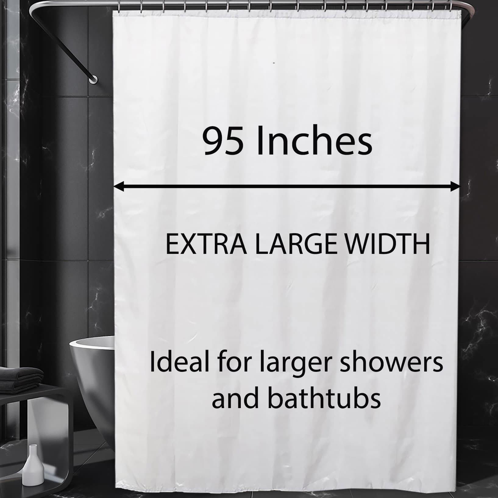 Extra width shower curtain white