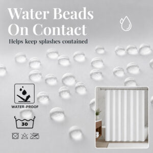 Water beads forming on the waterproof fabric to keep splashes contained