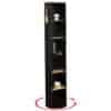 Standing-Swivel-Storage-Tower-Cabinet-Organizer-Linen-Full-Length-Mirror-6-Shelves-Black-and-Bamboo