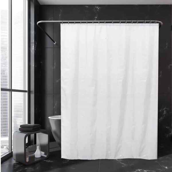 White Extra Wide Shower Curtain 16 Rings