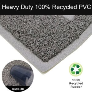 Close-up of gray PVC door mat surface texture easy to clean