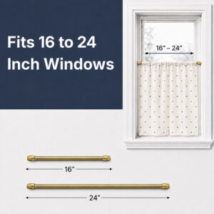 Gold cafe curtain rod fits 16 to 24 inch small windows