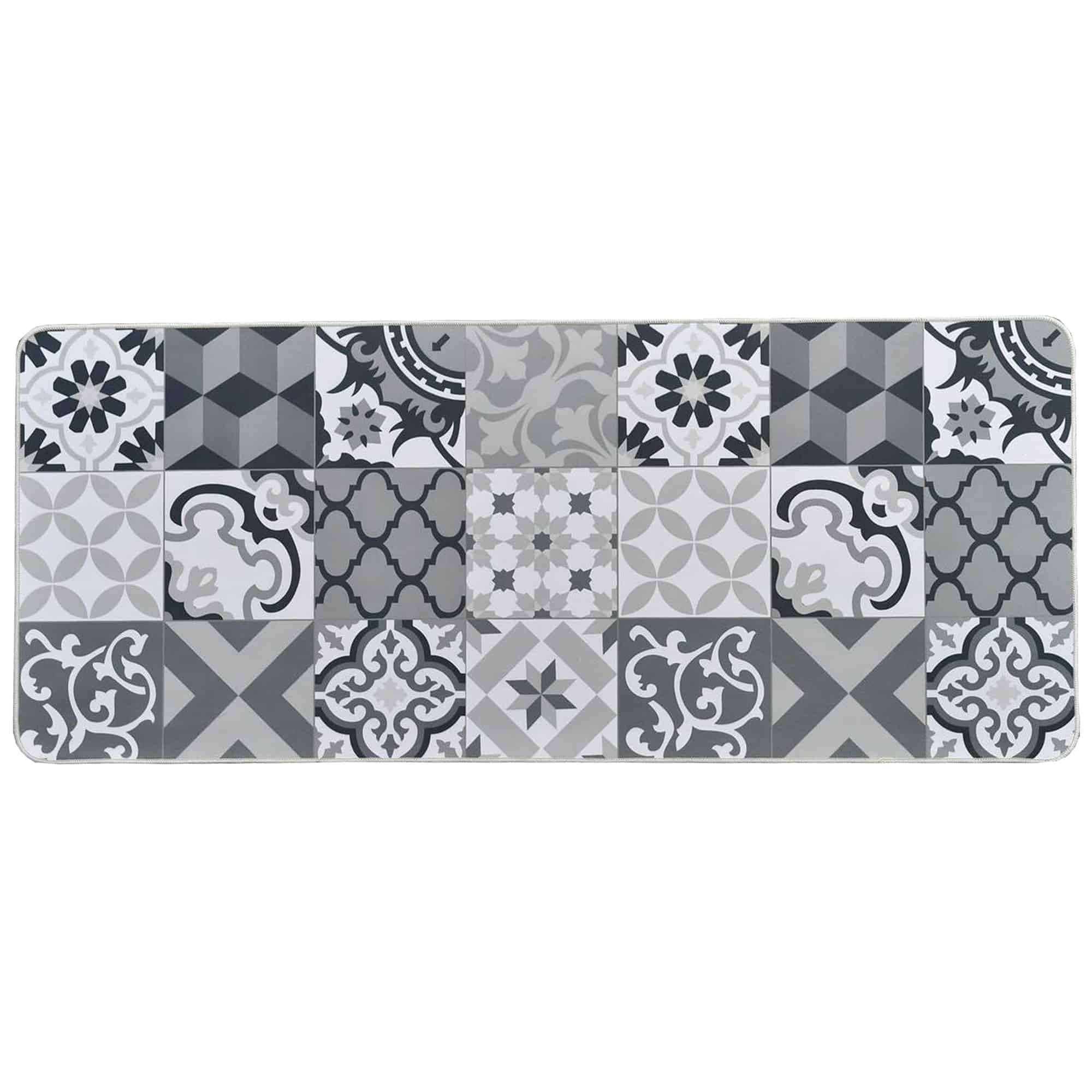 Evideco Chic Cutlery Print Gray Wool-Effect Kitchen Mat and Runner Rug Set of 2