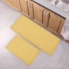 Set Yellow Woven Effect Kitchen Mat Runner Rug
