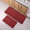 Set of 2 Red Woven Effect Kitchen Mat