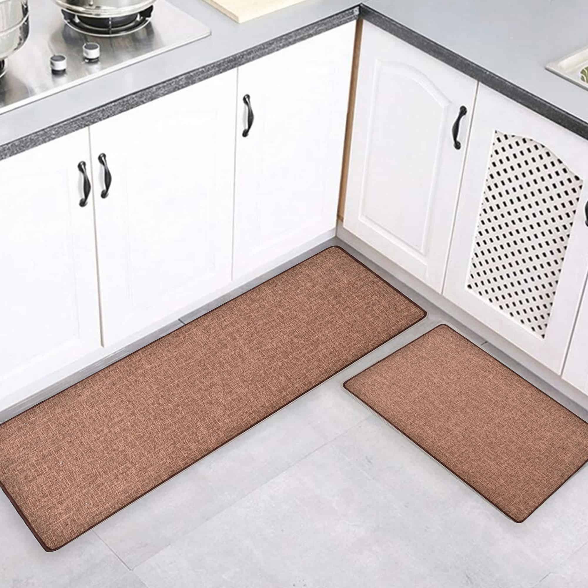 Chic Cutlery Print Red Wool-Effect Kitchen Mat and Runner Rug Set of 2