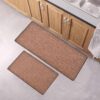 Set of 2 Brown Woven Effect Kitchen Mat