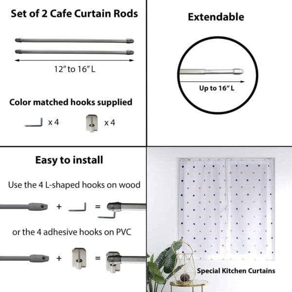 Bundle 2 Cafe Curtain Rods 12