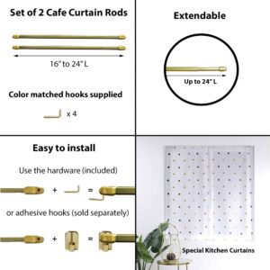 Set of 2 Adjustable Cafe Curtain Rods