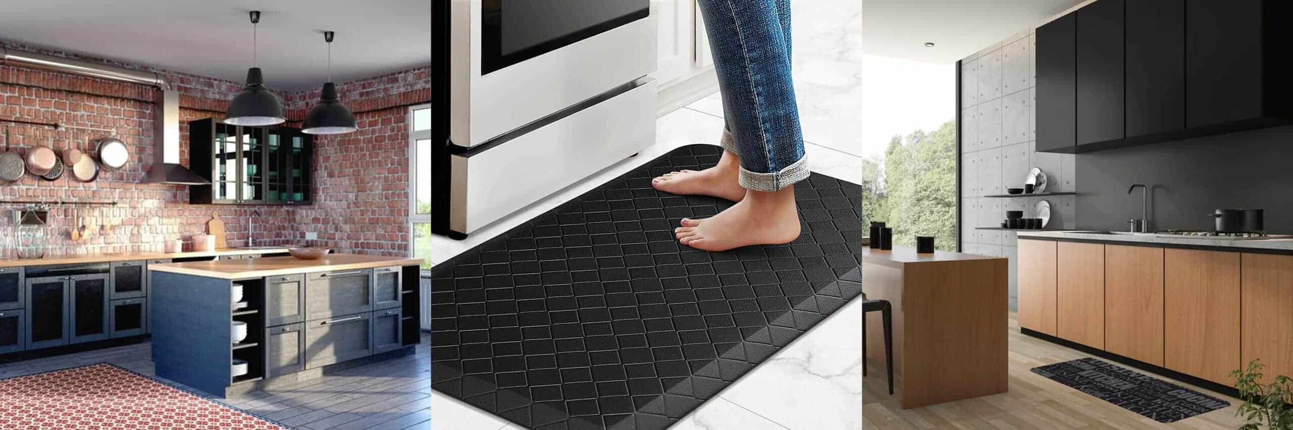 Anti Fatigue Cushioned Kitchen Mats for Floor 2 Pieces Waterproof Non Slip Geometric Kitchen Floor Mat Set Prep & Savour