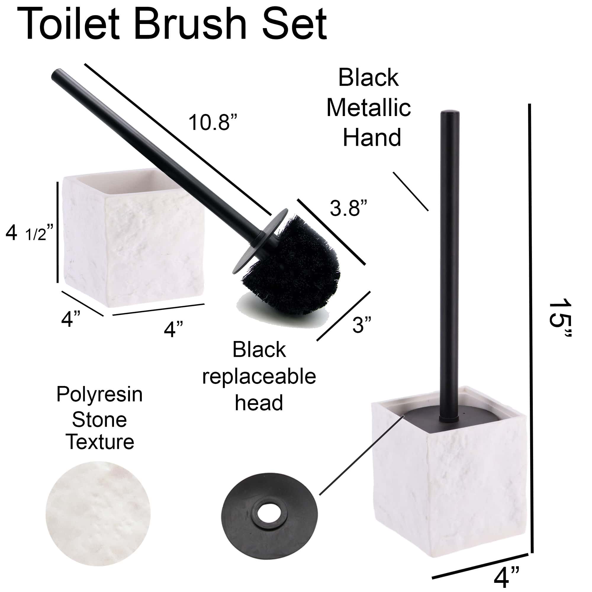 Evideco Marble Effect Freestanding Toilet Brush and Holder Set