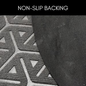 Close-up of non-slip backing on gray half round door mat