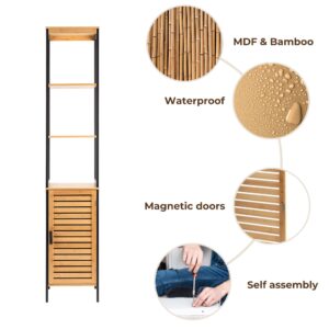 Material & Design – Highlights bamboo MDF, waterproof finish, and magnetic door.