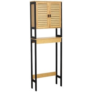 Over-The-Toilet-Space-Saver-Cabinet-Bath-Furniture-Cebu-2-Doors-1-Shelf-Bamboo-Black-Wood