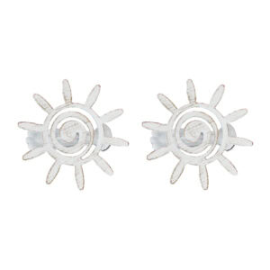 set of 2 sun clips for curtain in white on white background