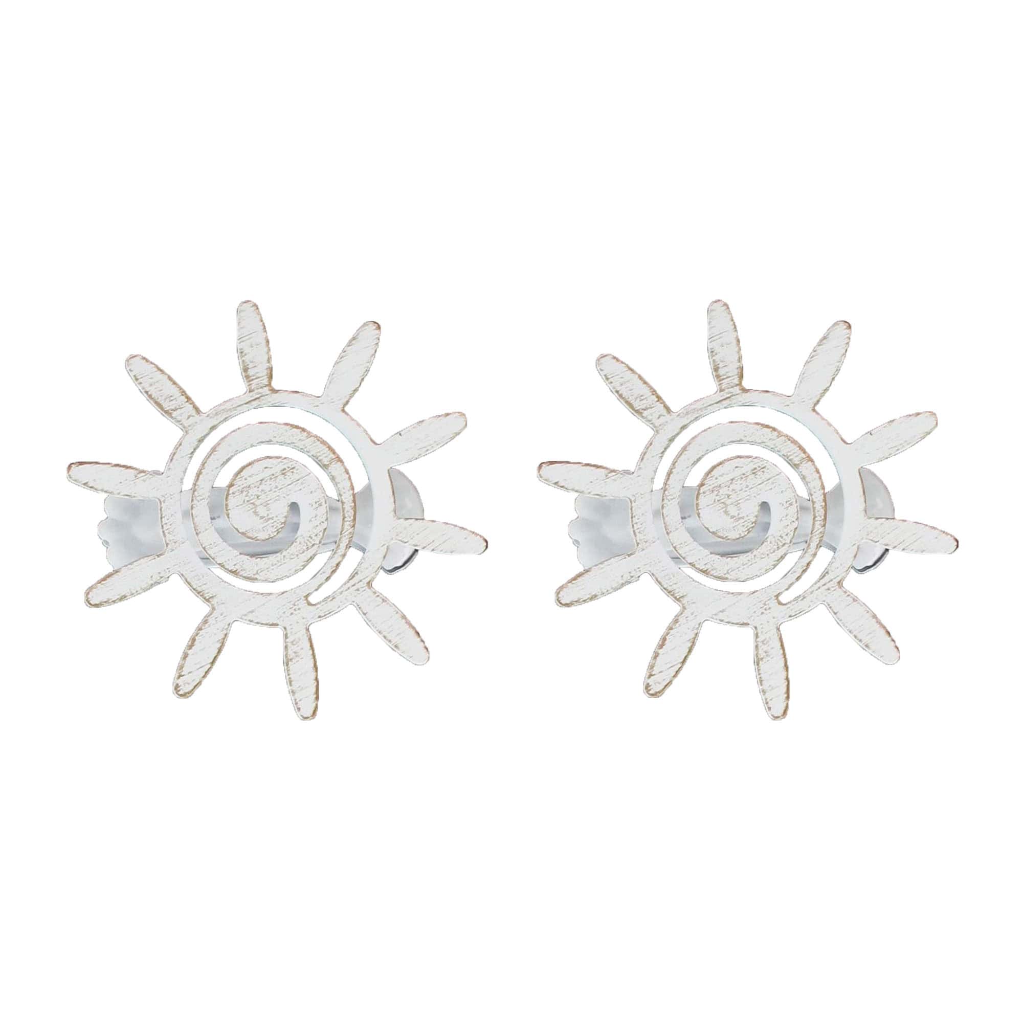 set of 2 sun clips for curtain in white on white background