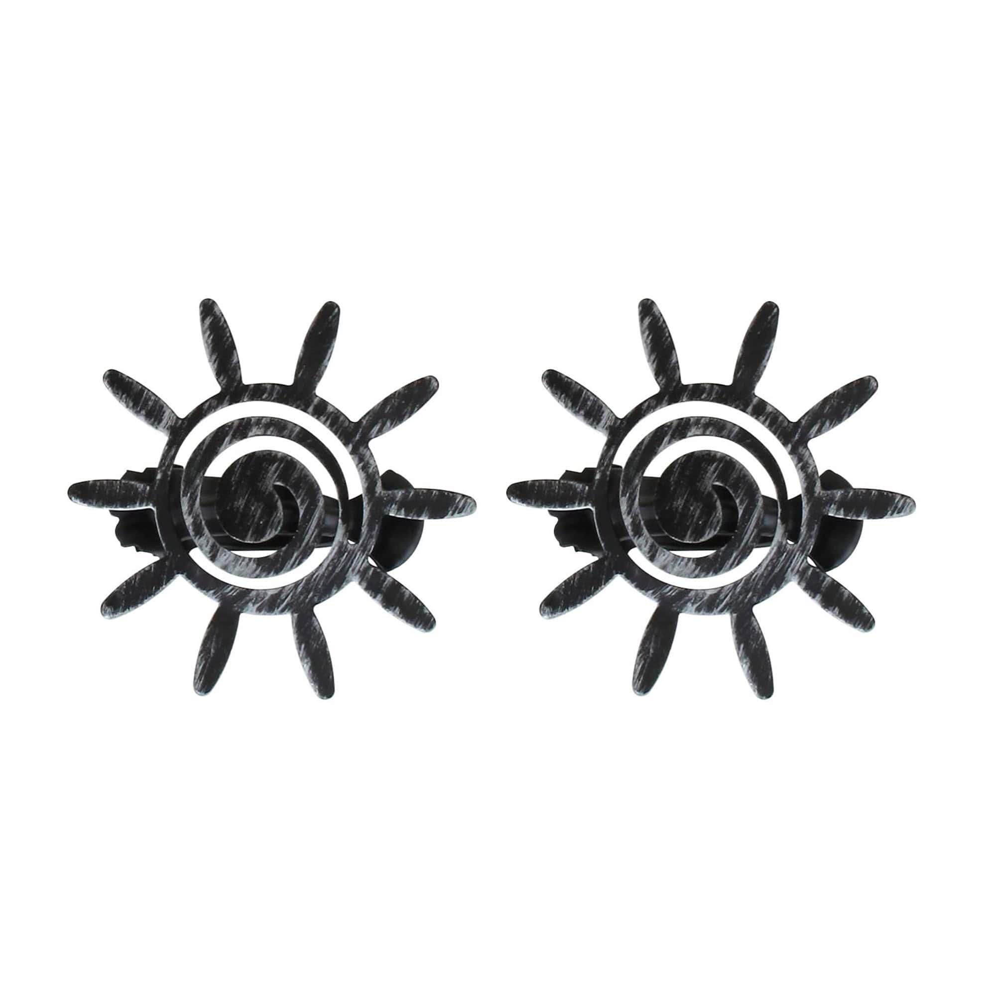 set of 2 sun clips for curtain in black on white background