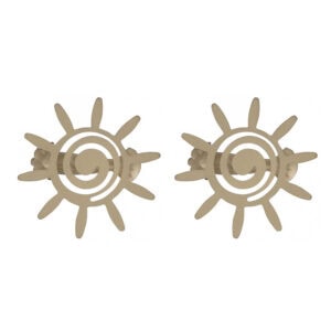 set of 2 sun clips for curtain in gold on white background