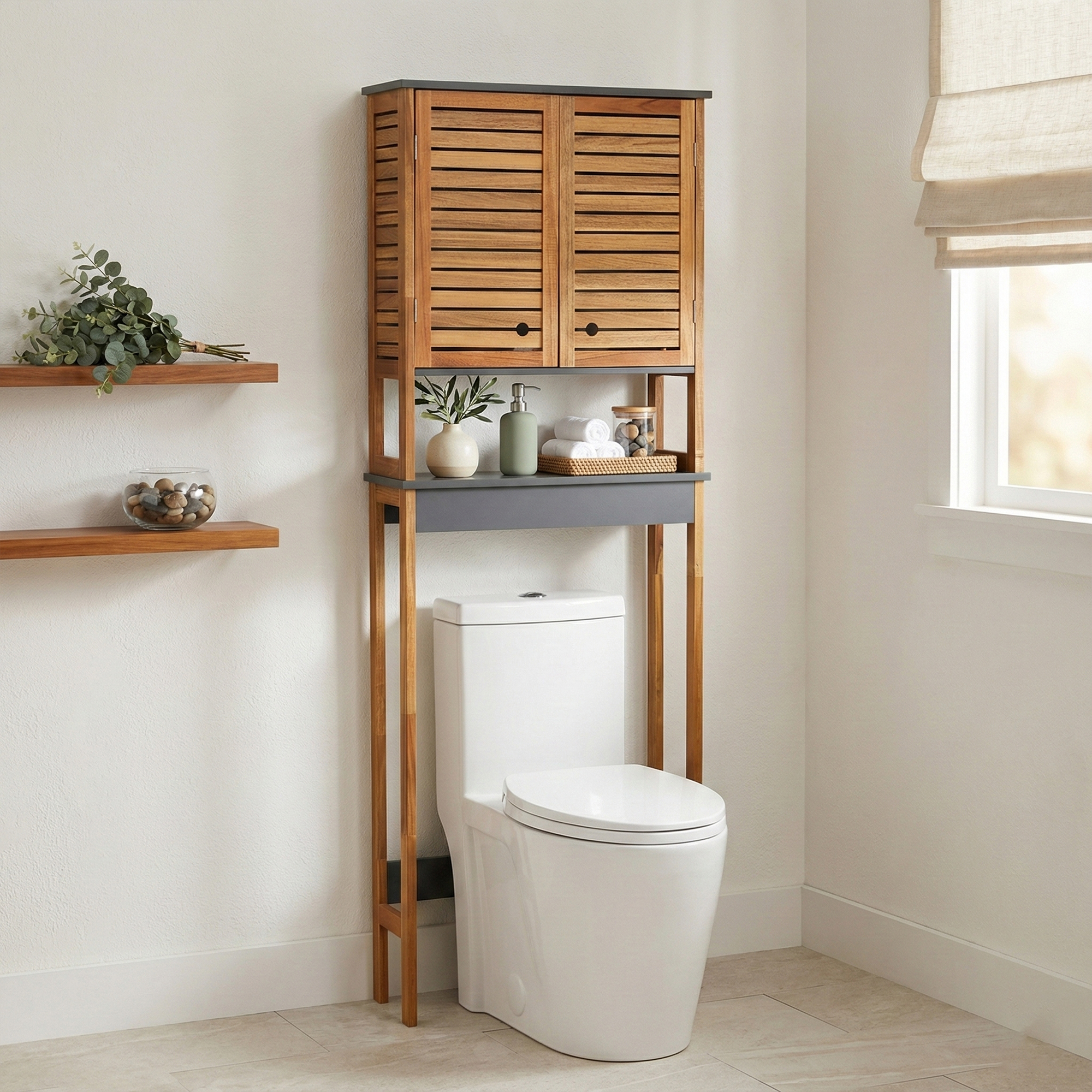 Bathroom Storage Cabinet Over Toilet – Cabinet with shelf space for storage and decor.