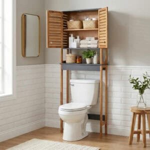 Bathroom Storage Cabinet Over Toilet – Cabinet with shelf space for storage.