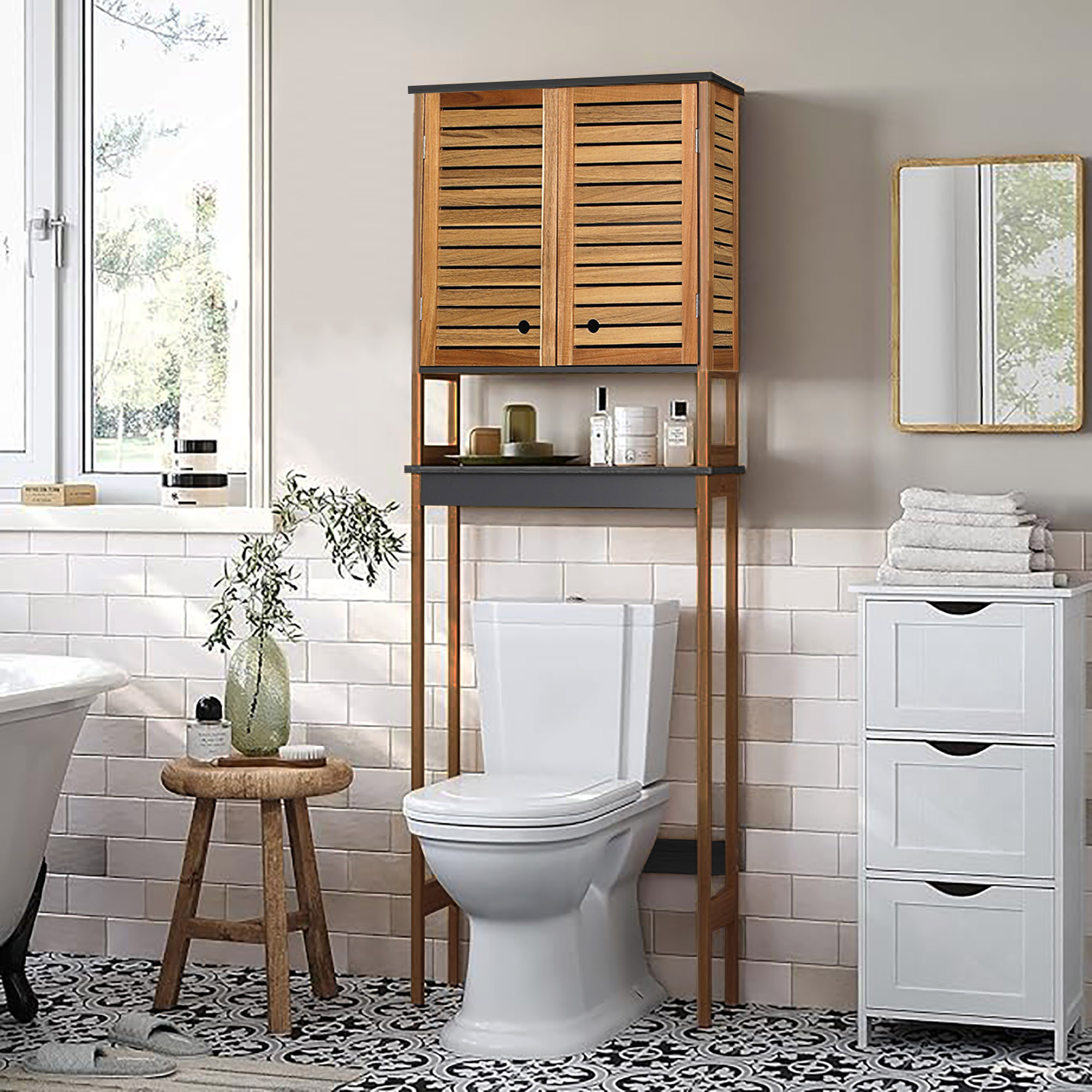 Bathroom Over-the-Toilet Storage Cabinet – Space-saving cabinet over a toilet with storage shelf.