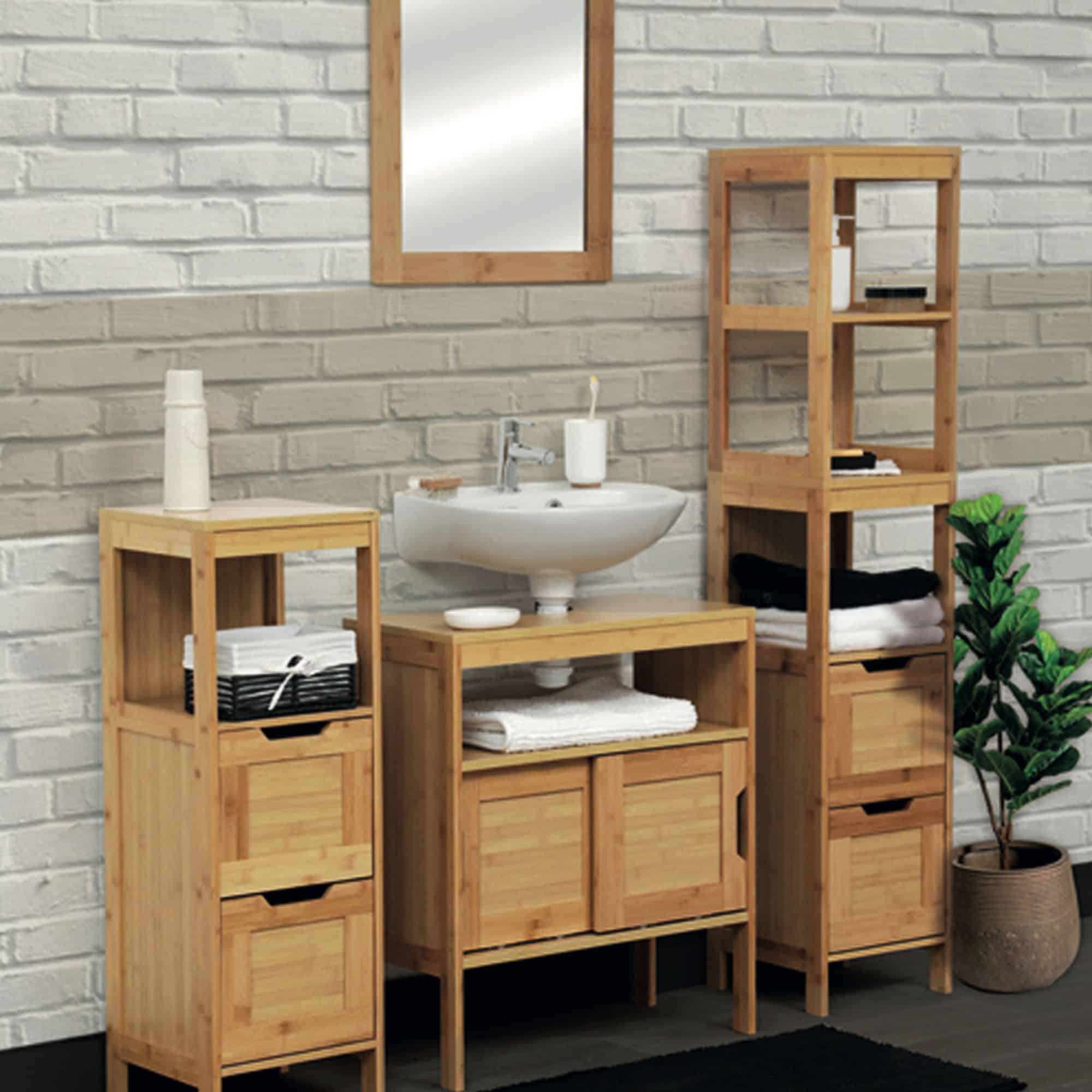 Bathroom Linen Tower Cabinet Elements 1 Door 5 Shelves Acacia Gray