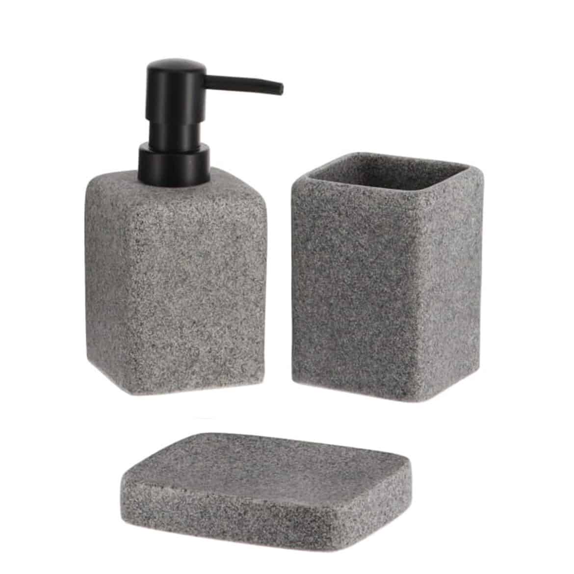 Granite Grey Bathroom Accessory Set 3Pieces