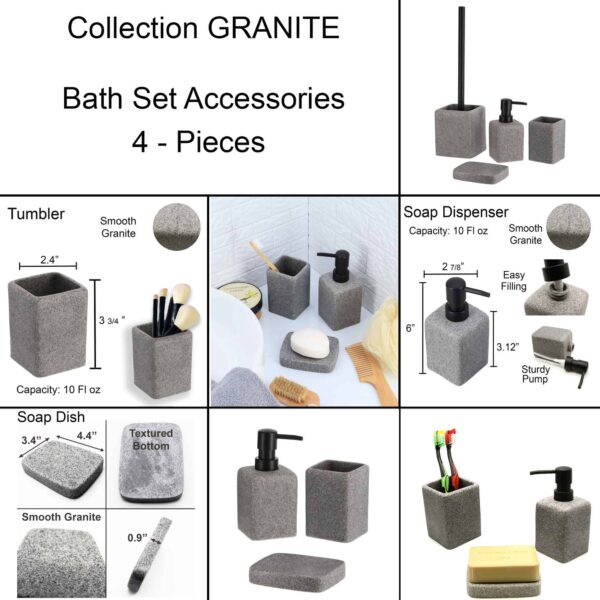 Granite Grey Bathroom Accessory Set 3Pieces