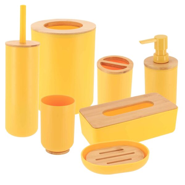 Yellow Padang Bathroom Accessory Set 7-Pieces Bamboo