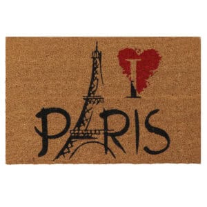 Paris Eiffel coir doormat natural fiber 24x16 design