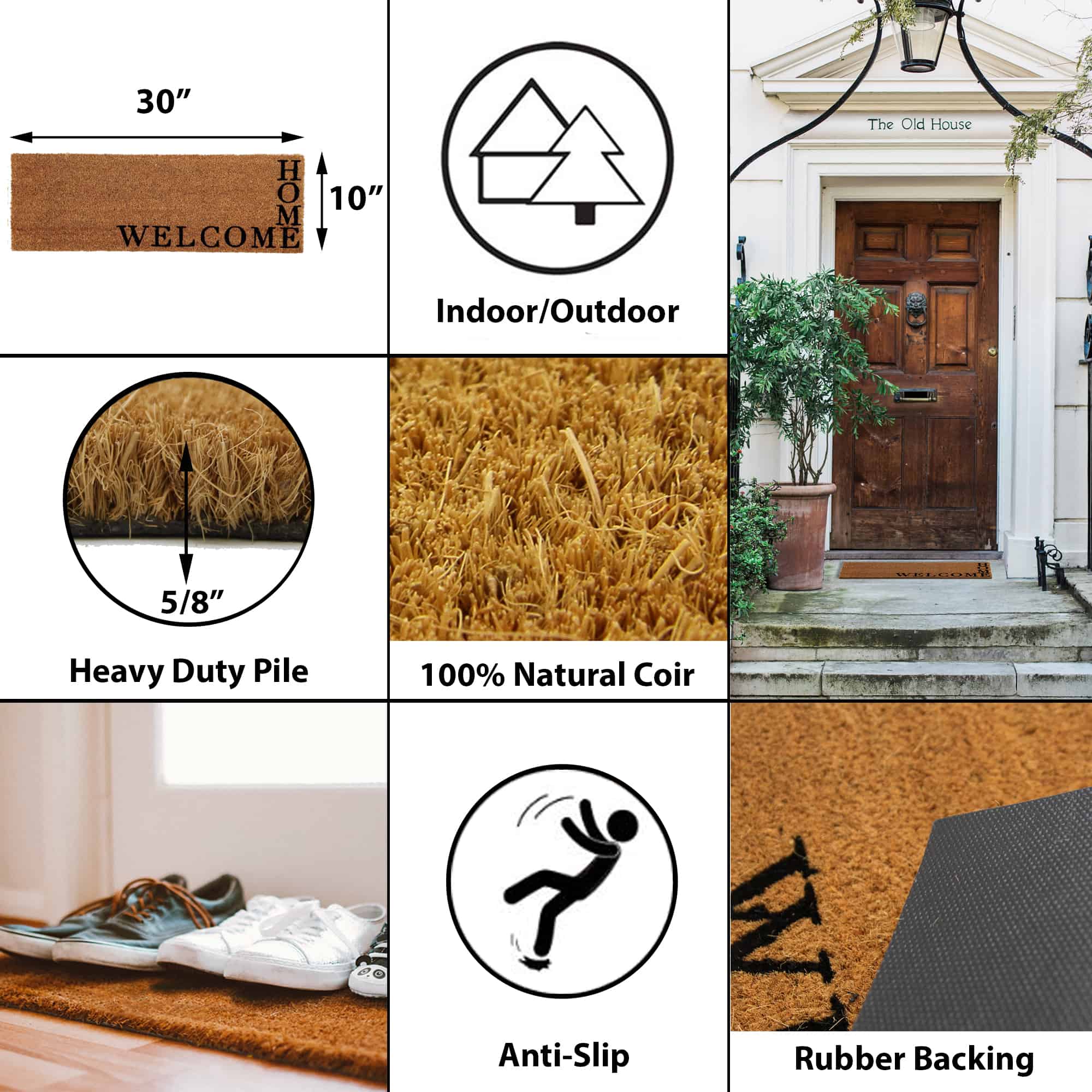 Heavy Duty Natural Coir Door Mats Novelty Indoor Outdoor Entrance