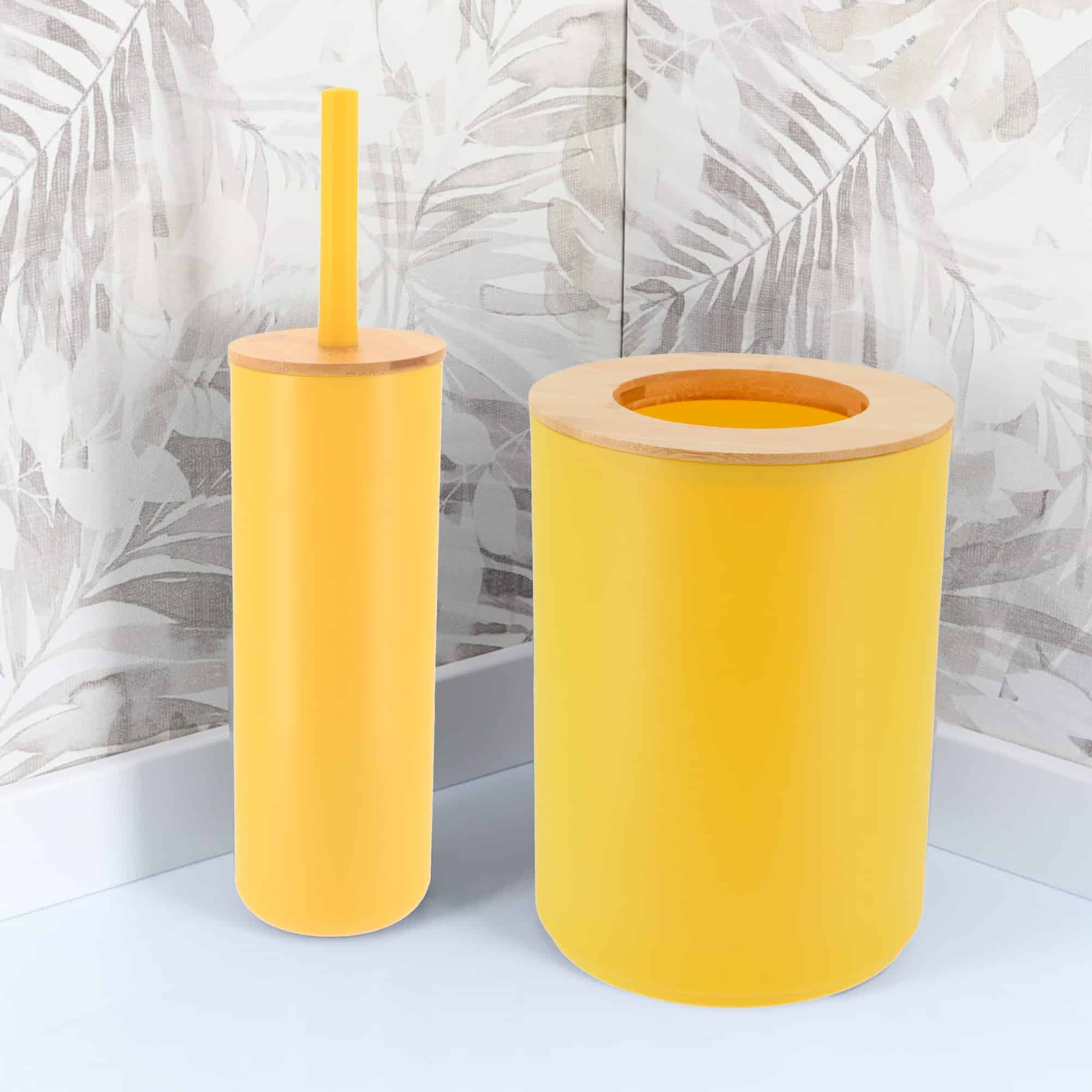 full collection in yellow and bamboo for bathroom kitchen office