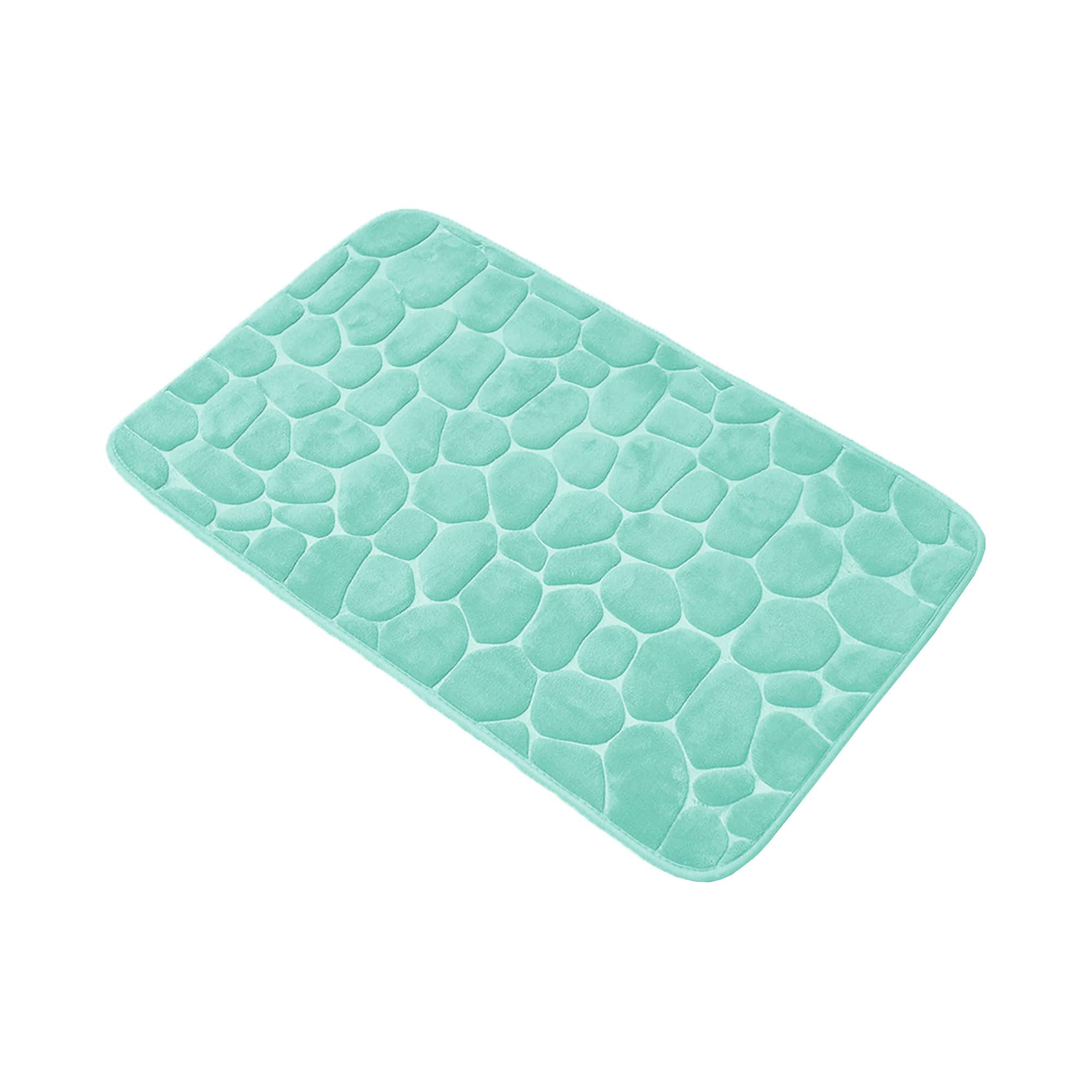 Evideco Bath Rug Memory Foam Mat 3D Pebble Aqua Blue 32L x 20W