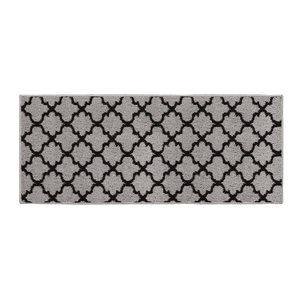 Wool Effect Arabesque Kitchen Runner Rug 48 x 20 Gray Black