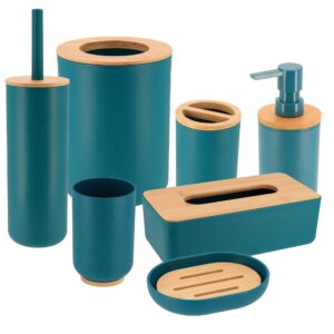 Blue Padang Bathroom Accessory Set 7-Pieces Bamboo