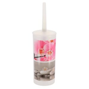 Orchid Toilet Brush and Holder Set Plastic