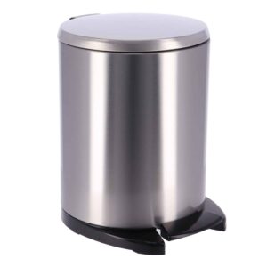 Soft Close Lid Stainless Steel Round Metal Step Trash Can