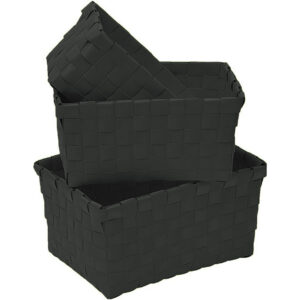 Checkered Woven Strap Storage Baskets