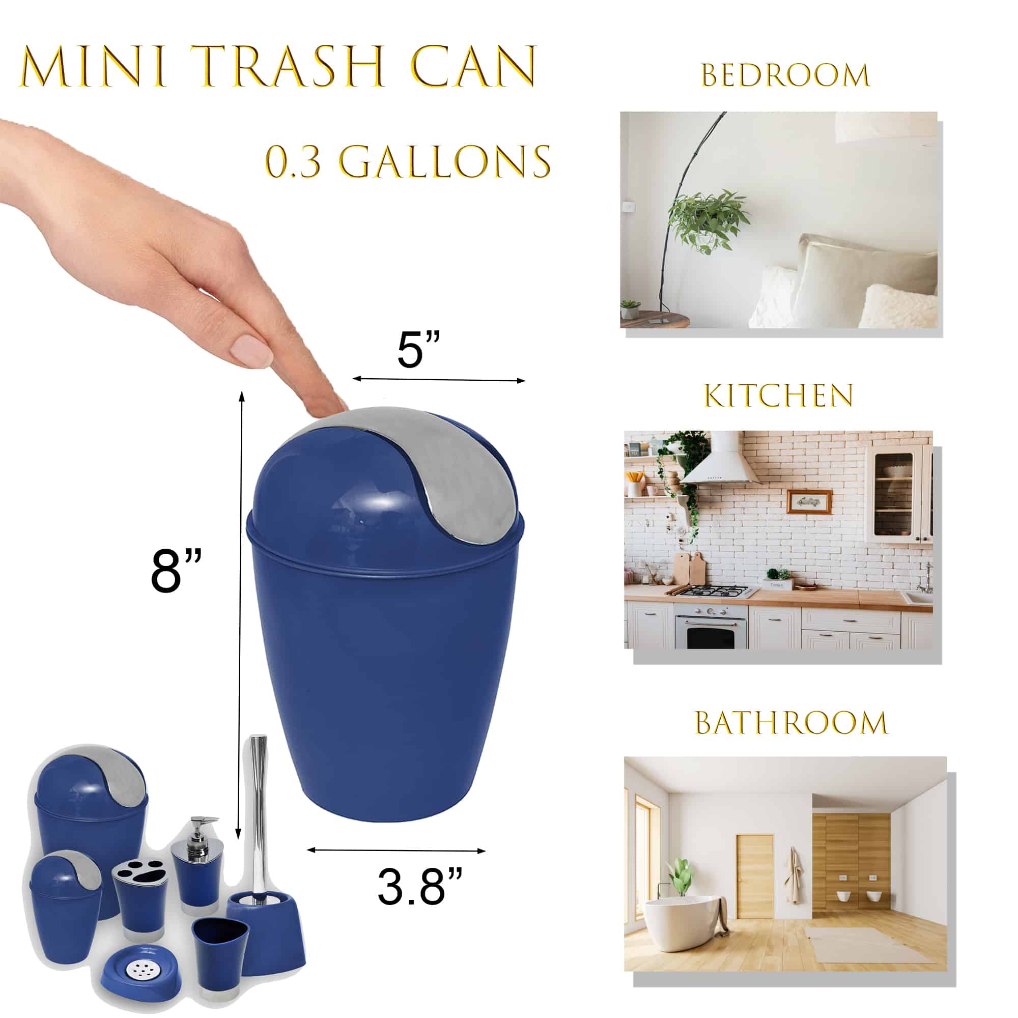 Mini Trash Can with Lid - Removable Small Garbage Can,Plastic Trash Bin,  Counter Top Wastebasket, Counter Garbage Lint Bin for